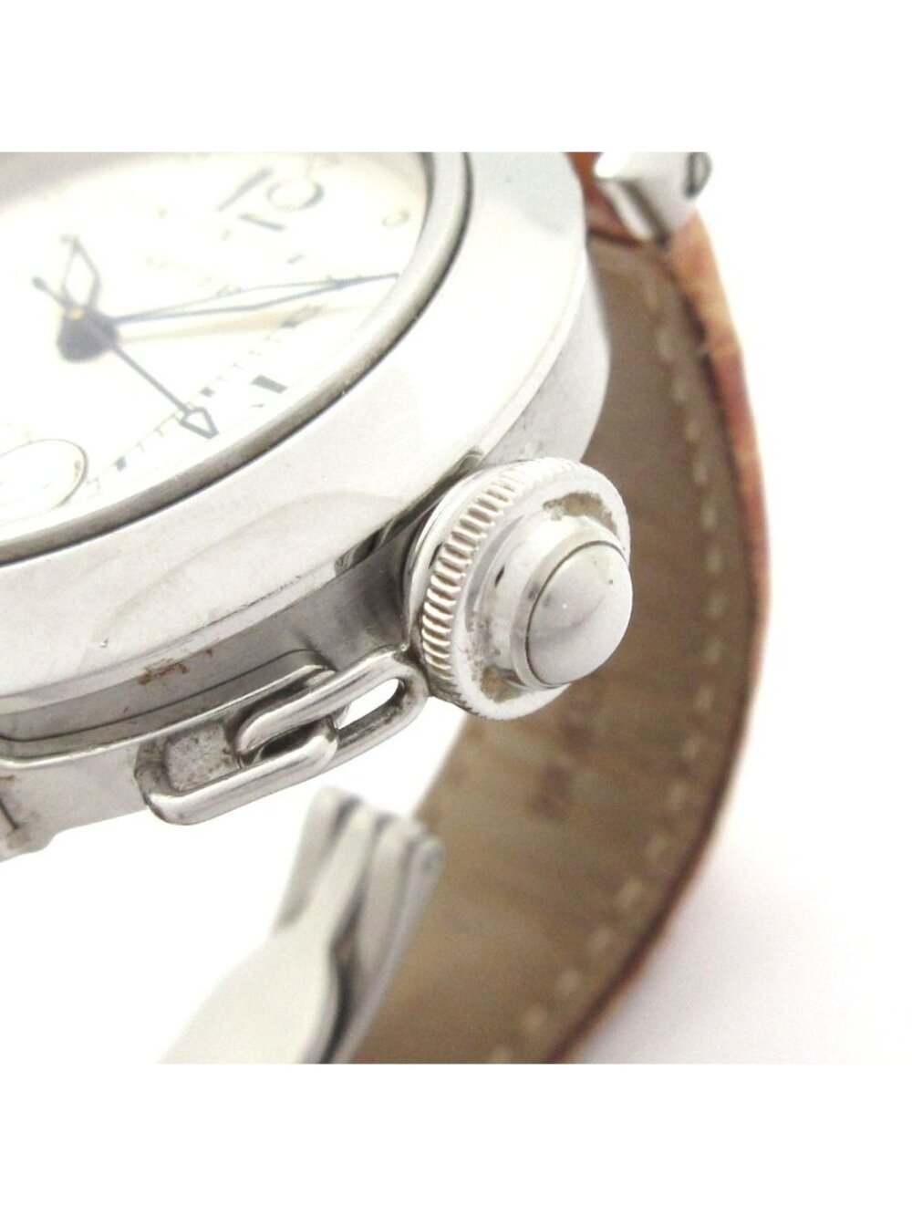 Cartier Watch Pasha C Small Date Boy's SS Tapestry Dial Croco Ivory - Picture 9 of 12